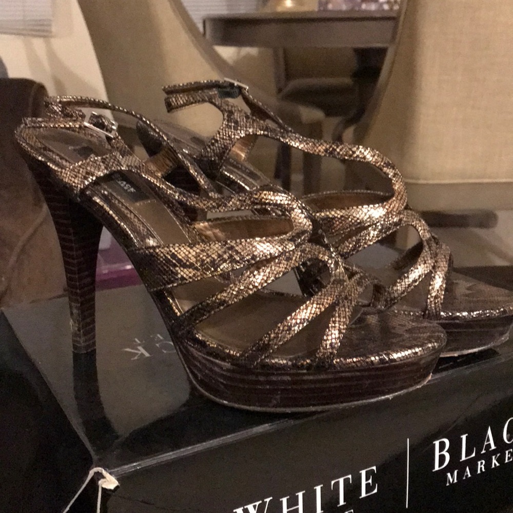 White House black market snake skin heels